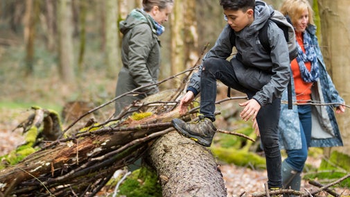 Teenager building a den in the West Wood